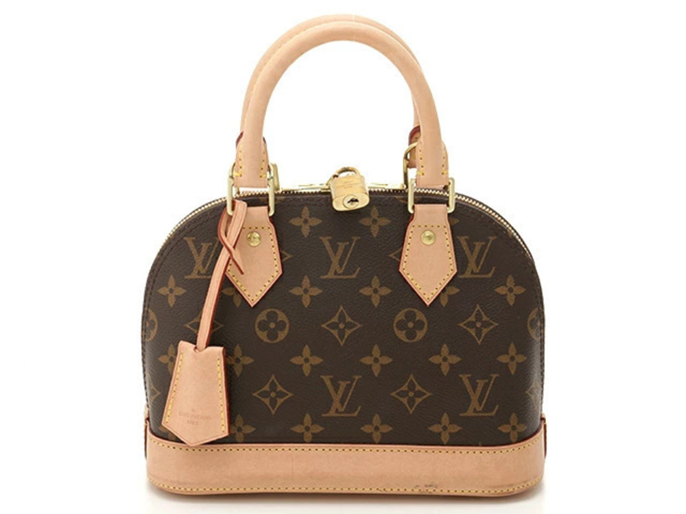 LOUIS VUITTON Alma Shoulder Bag Monogram Leather Brown